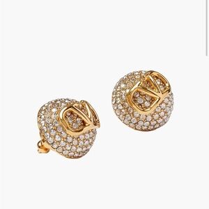 Valentino Garavani V Logo Signature Metal And Pave Crystal Earrings